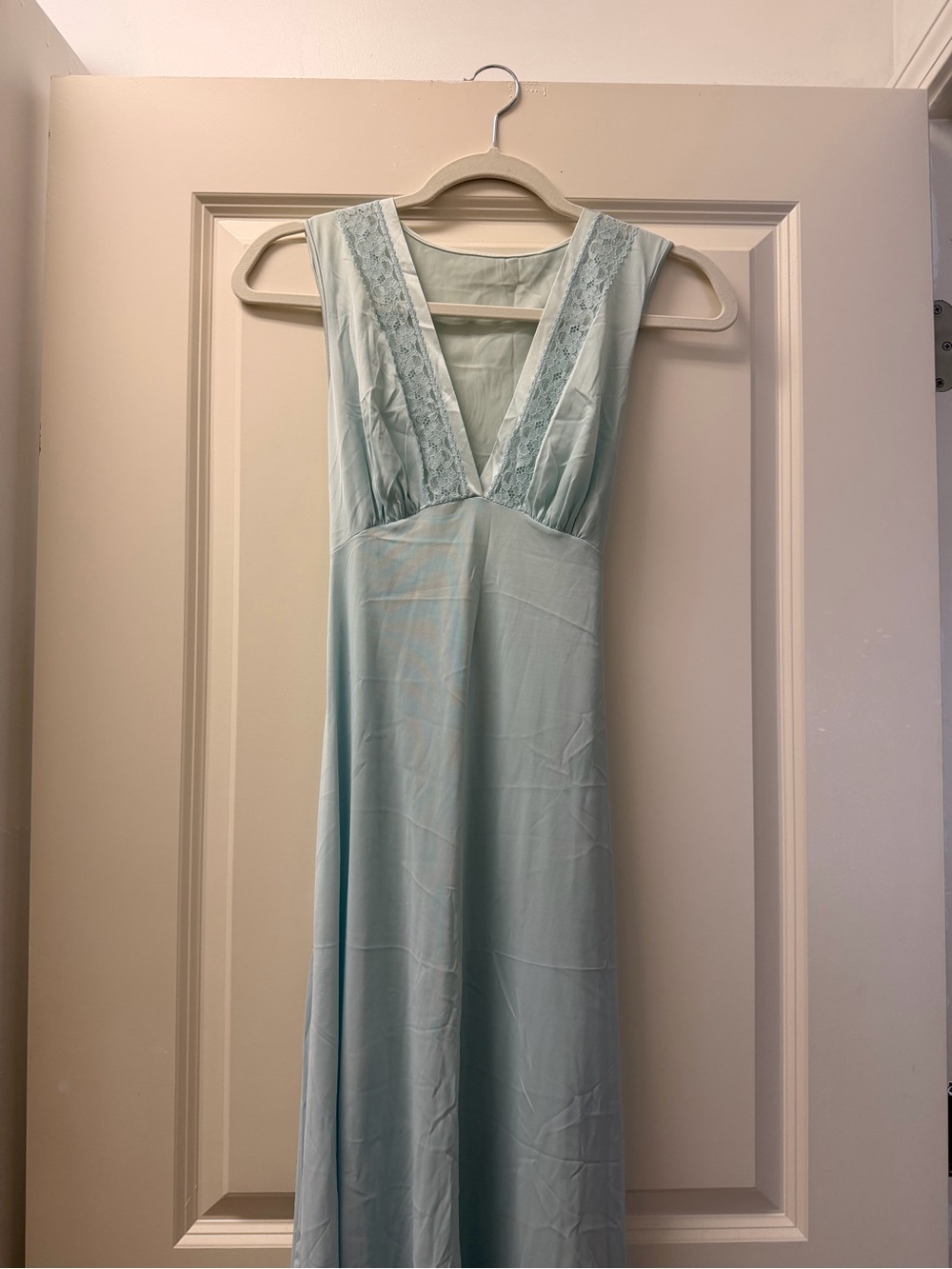 Vanity Fair Pale Blue Lace-Trim Chemise Nightgown